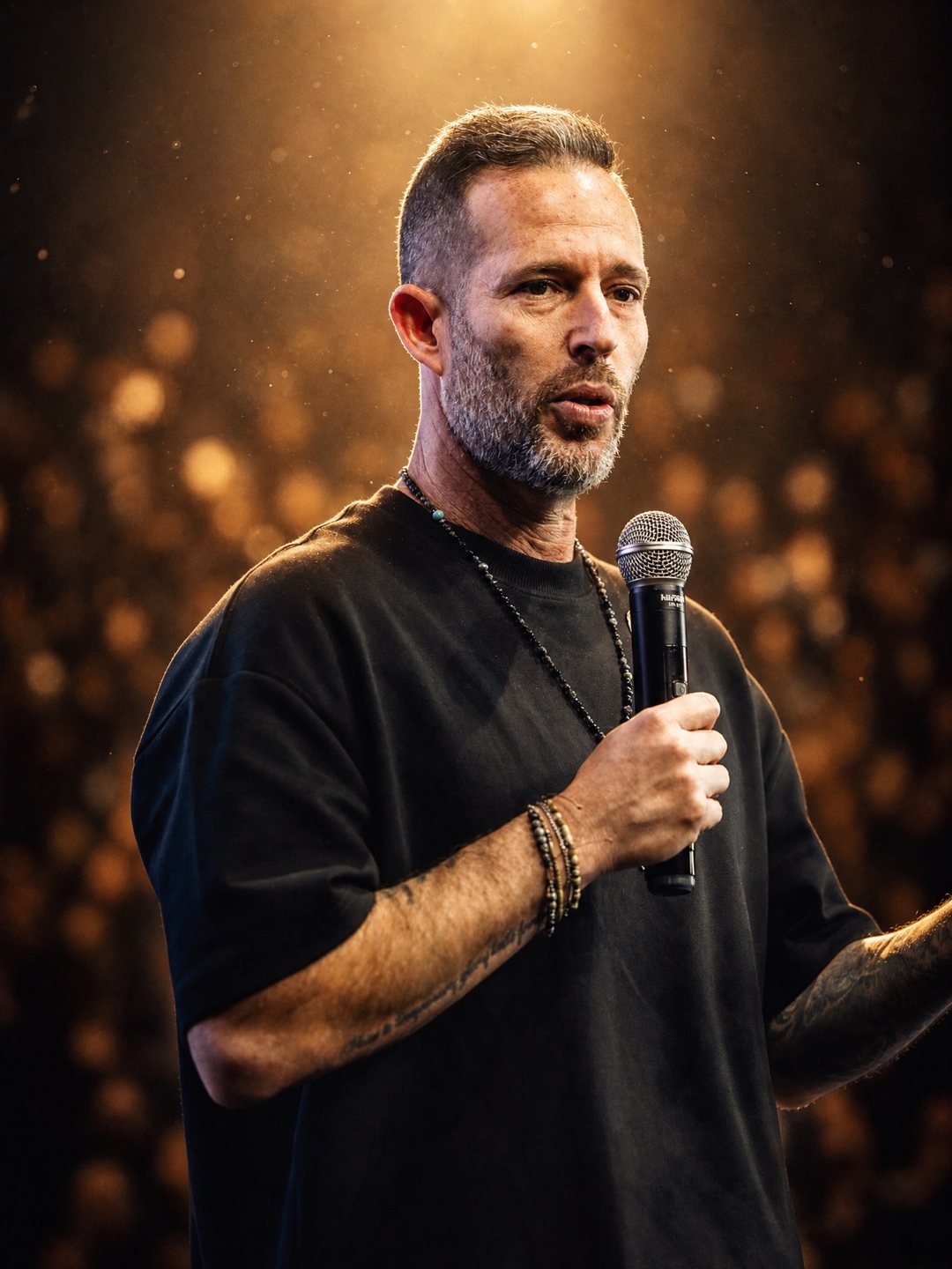 עמית קליגר על במה עם מיקרופון בהרצאה מול קהל
